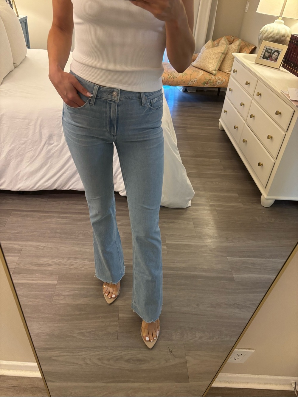 🖤 PAIGE “Laurel Canyon” High Rise Flare Jeans — Light Wash